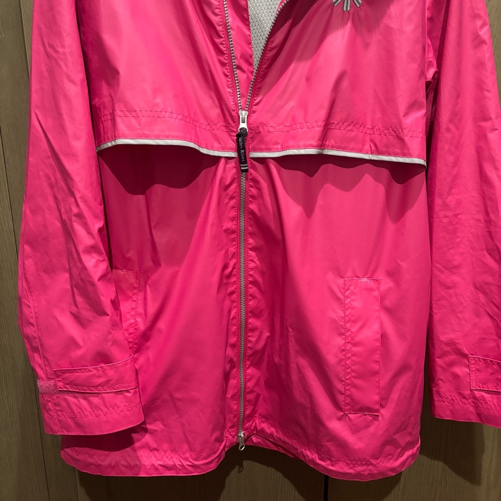 Charles River Pink Rain Jacket 2XL Hooded Windbreaker Plus Size - Picture 4 of 7